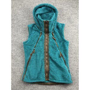 Kuhl Vest Womens Medium Blue Fleece Hooded Full Zip Outdoor Jacket Pockets Warm